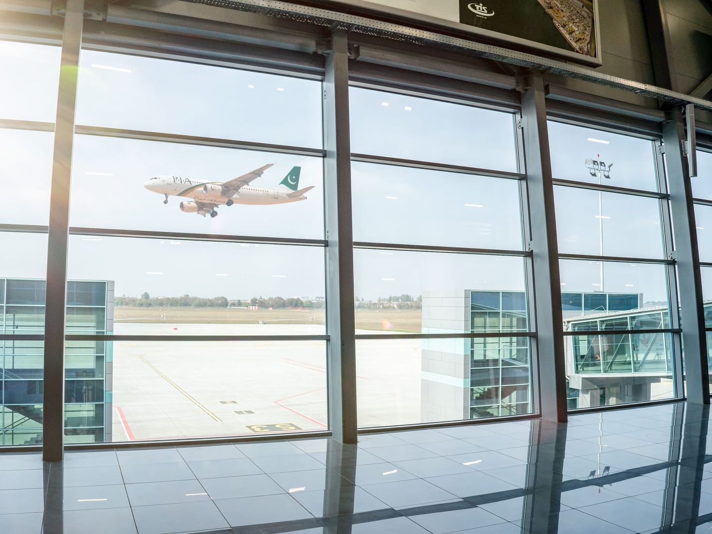 An airport arrivals hall